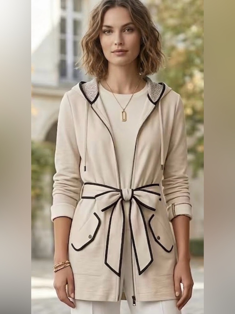 Anthropologie Saturday Sunday Knit Hooded Trench Cardigan Jacket S